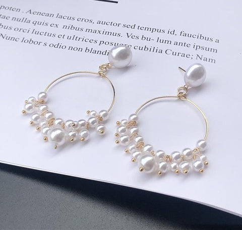 New Female Flower Long Pearl Tassel Dangle Drop Earrings Jewelry Fashion Woman Earrings 2019 Fine Jewelry Accessories Earrings