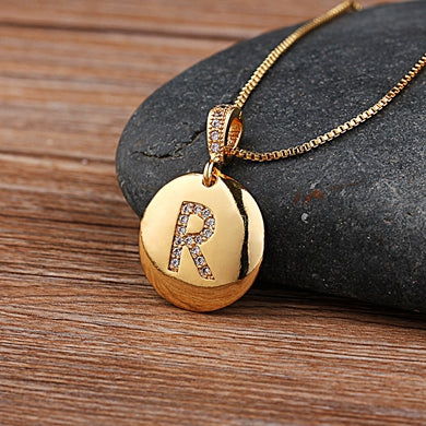 Top Quality Women Girls Initial Letter Necklace Gold 26 Letters Charm Necklaces Pendants Copper CZ Jewelry Personalized Necklace