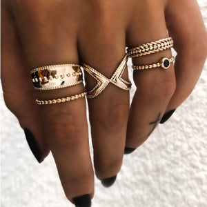 16Pcs/Set Punk Crystal Finger Ring Set For Women Bohemian Vintage Gold Color Boho Ladies Party Jewelry Accessories