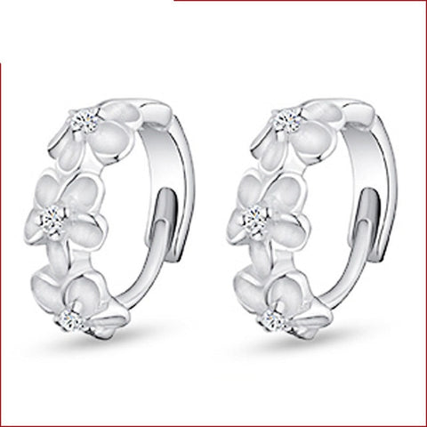 Luxury New 2019 Stud Earrings 925 Sterling Crystal Zircon Row Silver Huggie Earrings For Women Female Brincos oorbellen