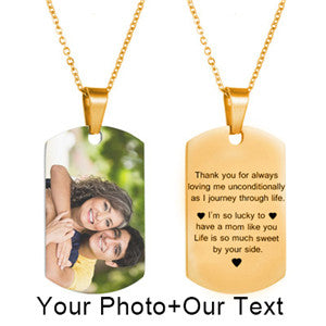 Mothers Day Heart Shape Round Necklace Personalized Nameplate Custom Name Photo Gold Chain Necklace Women Men Customized Jewelry