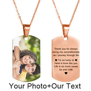 Mothers Day Heart Shape Round Necklace Personalized Nameplate Custom Name Photo Gold Chain Necklace Women Men Customized Jewelry