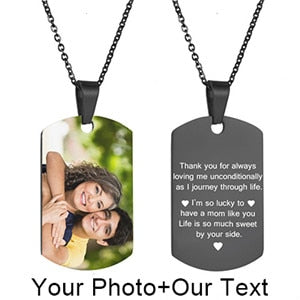 Mothers Day Heart Shape Round Necklace Personalized Nameplate Custom Name Photo Gold Chain Necklace Women Men Customized Jewelry