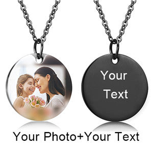 Mothers Day Heart Shape Round Necklace Personalized Nameplate Custom Name Photo Gold Chain Necklace Women Men Customized Jewelry