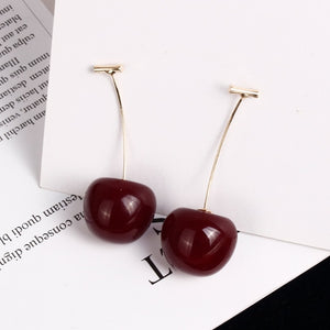 New European and American Fruit Fashion Long Ear Nail Temperament Cherry Cherry Earrings Lady Earrings